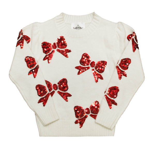 Red Bow Cream Sweater