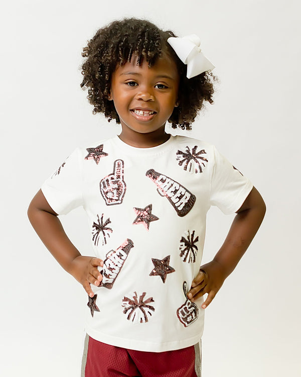 Maroon And White Cheer Shirt