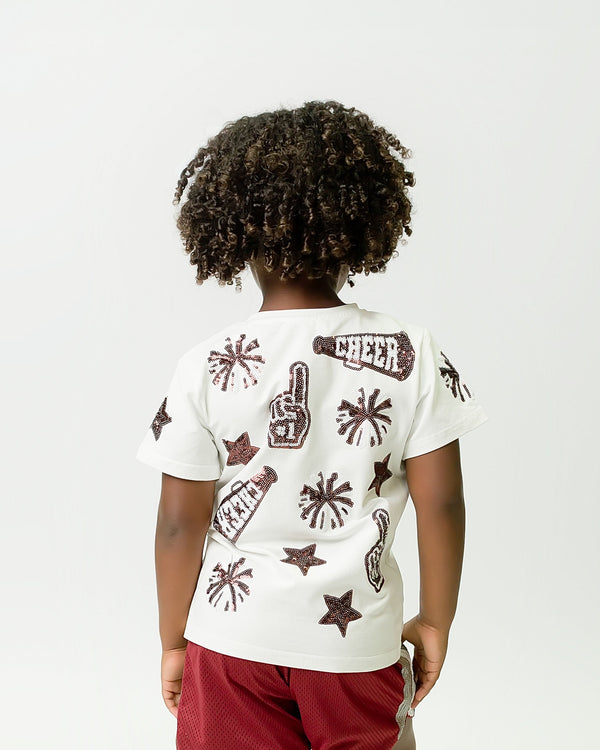 Maroon And White Cheer Shirt
