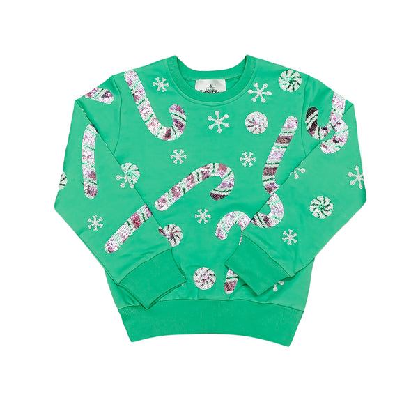 Candy Cane Sweatshirt- Teal