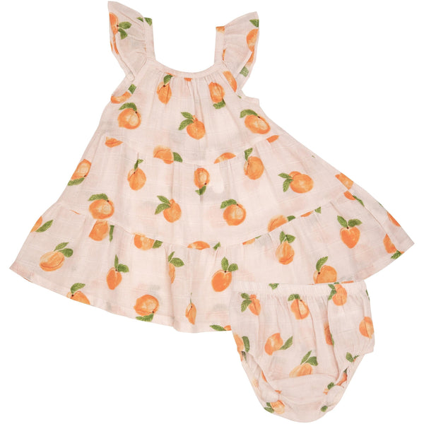 Twirly Sundress & Diaper Cover- Peaches