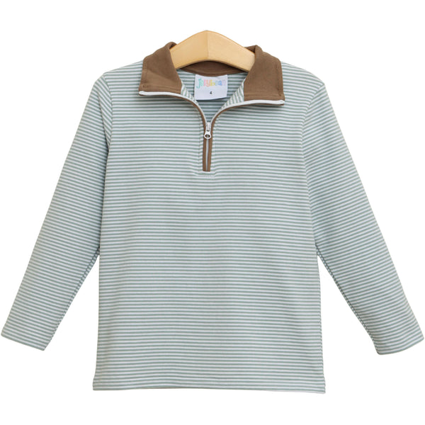 Evan Pullover- Dusty Sage Stripe/Light Brown