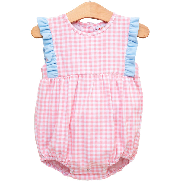 Evie Bubble- Pink Gingham and Light Blue