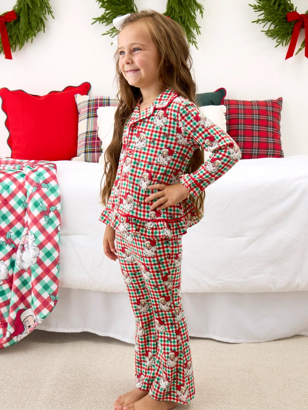 Dear Santa Ruffle Flare Pajama Set- Red & Green