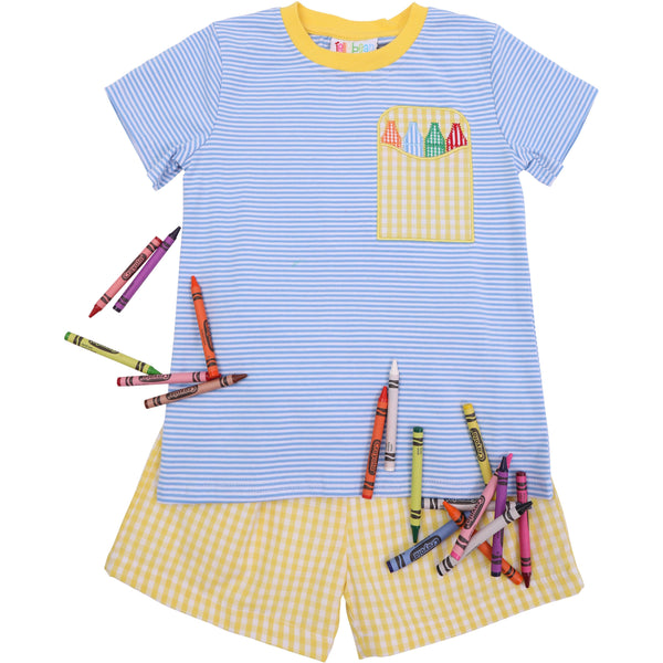 Crayon Pocket Applique Short Set