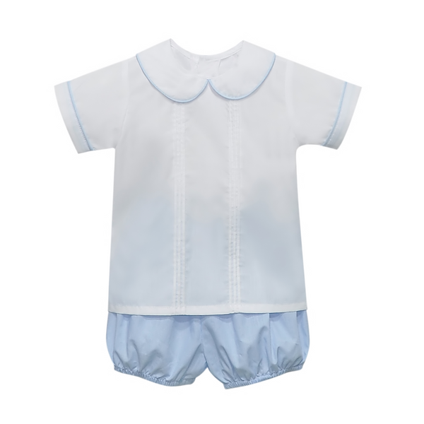 Madison Bloomer/Short Set- Blue Micro Gingham