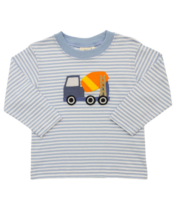 Cement Truck LS Shirt- Sky Blue Stripe