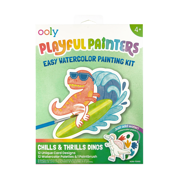 Playful Painters: Easy Watercolor Painting Kit- Chills & Thrills Dinos. (25 PC Set)
