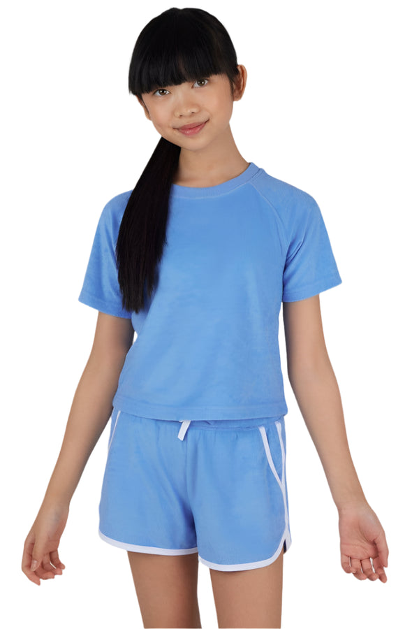 Girls Towel Terry Raglan Short Set- Marina