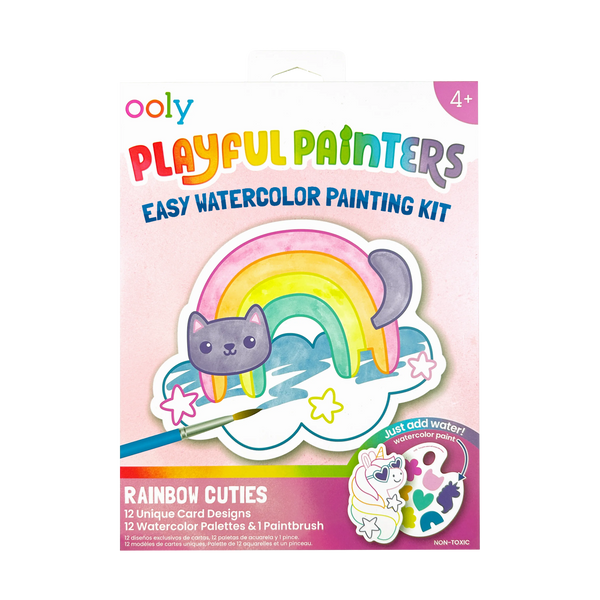 Playful Painters: Easy Watercolor Painting Kit- Rainbow Cuties (25 PC Set)