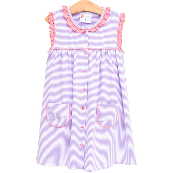 Harper Dress- Purple Stripe and Pink