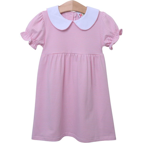 Charlotte Dress- Light Pink Stripe