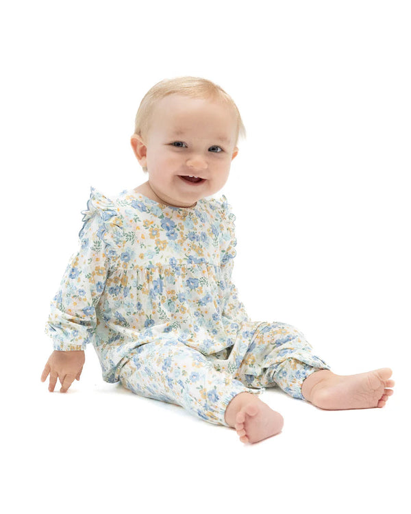 Sweet Rose Calico L/S Petal Ruffle Romper