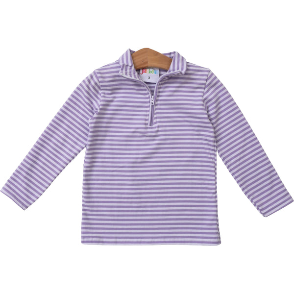 1/4 Zip Knit Pullover - Lavender Stripe