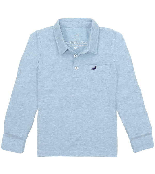 Harrison Pocket Polo LS- Moon Blue