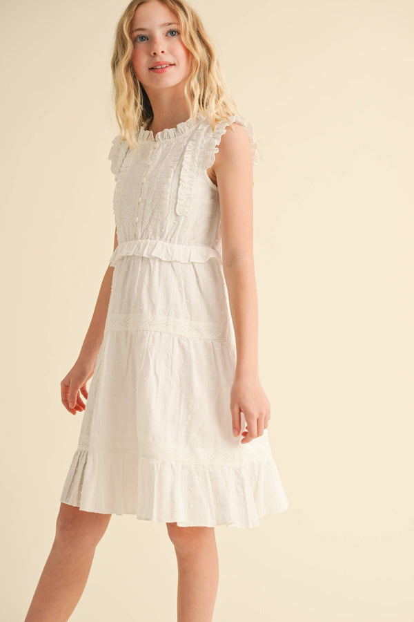 Ruffle Crew Neck Peplum Tiered Dress