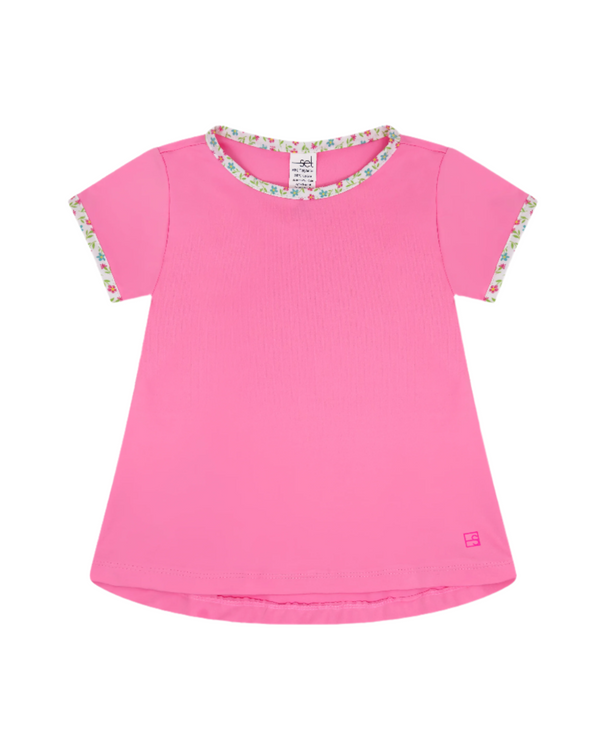 Bridget Basic Tee- Flamingo Pink, Petal Pop Floral