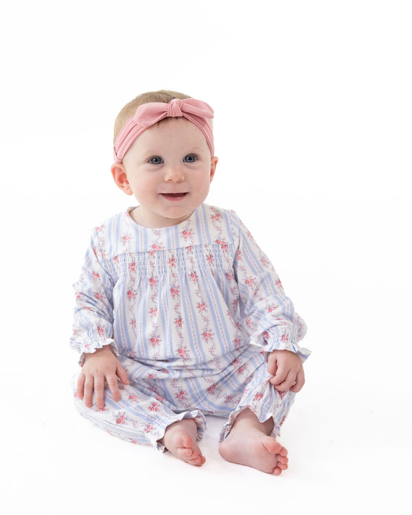 Anna Floral Stripe Smocked Romper