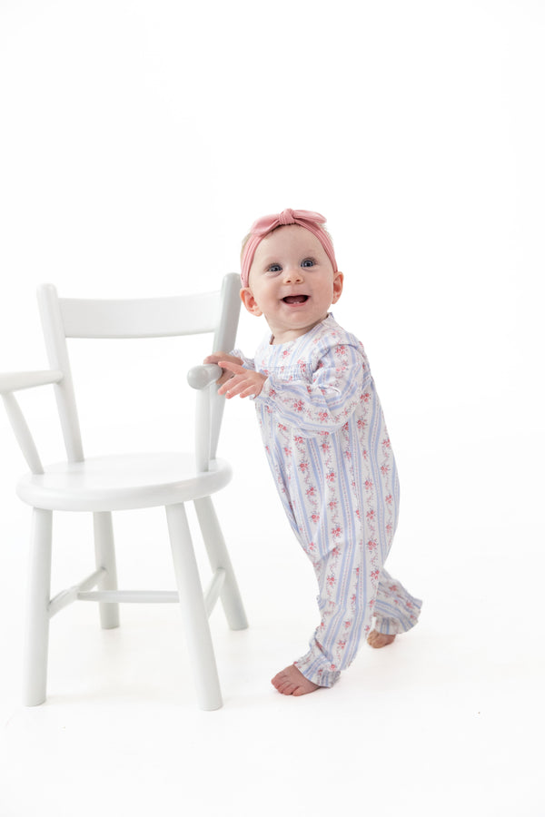 Anna Floral Stripe Smocked Romper