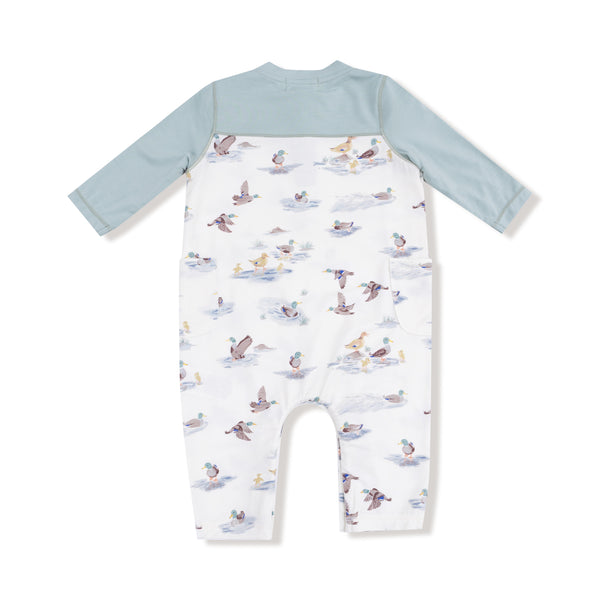 Migrating Mallards Romper W/ Contrast Sleeves
