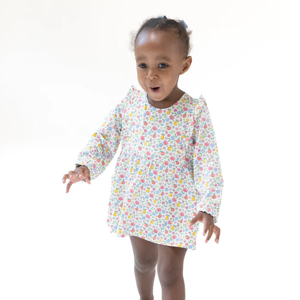 Fall Fruit Floral Ruffle L/S Bodysuit Dress