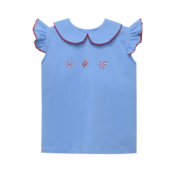 Emma Blouse- Red, White & Blue
