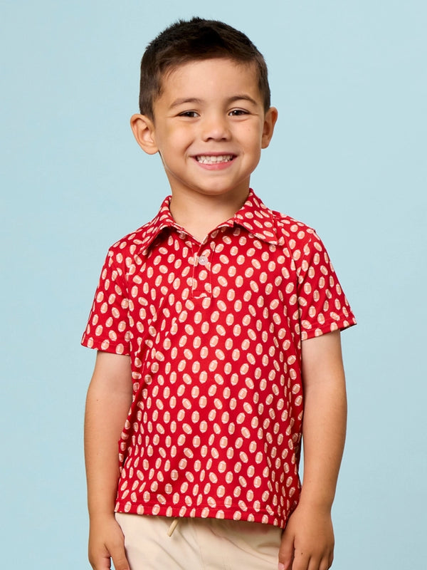 Varsity Red Football Frenzy Performance Polo