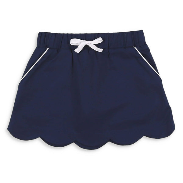 Navy Twill Scallop Skort