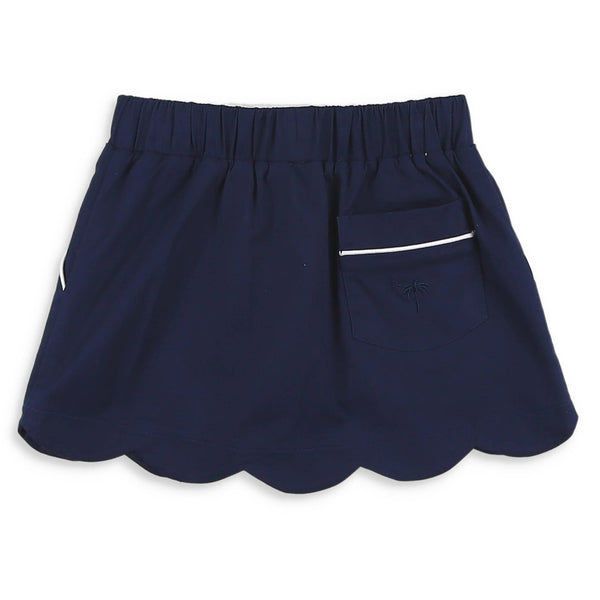 Navy Twill Scallop Skort