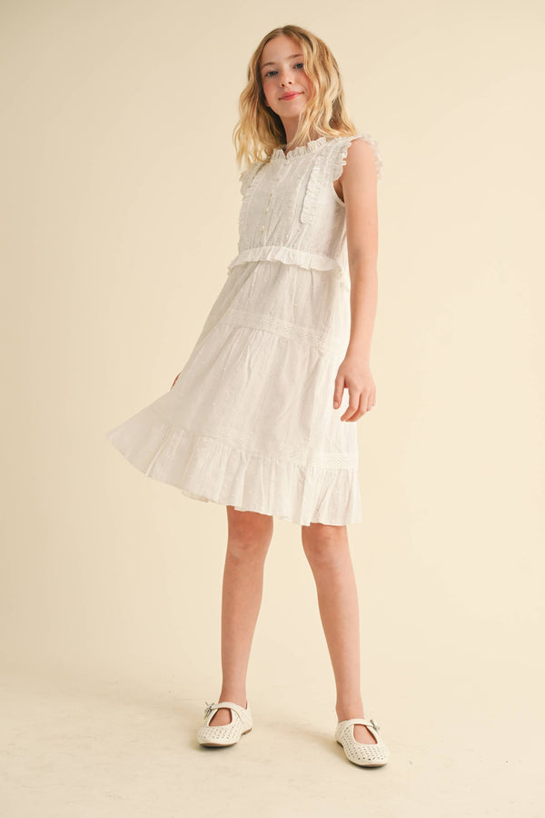 Ruffle Crew Neck Peplum Tiered Dress