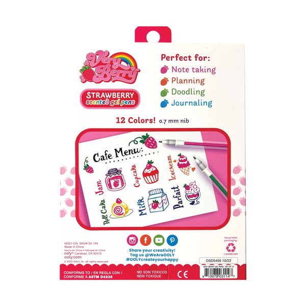 Very Berry Strawberry Scented Gel Pens- Set of 12