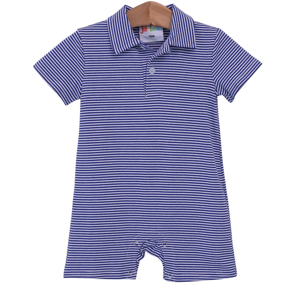 Michael Polo Romper- Royal Blue Stripe