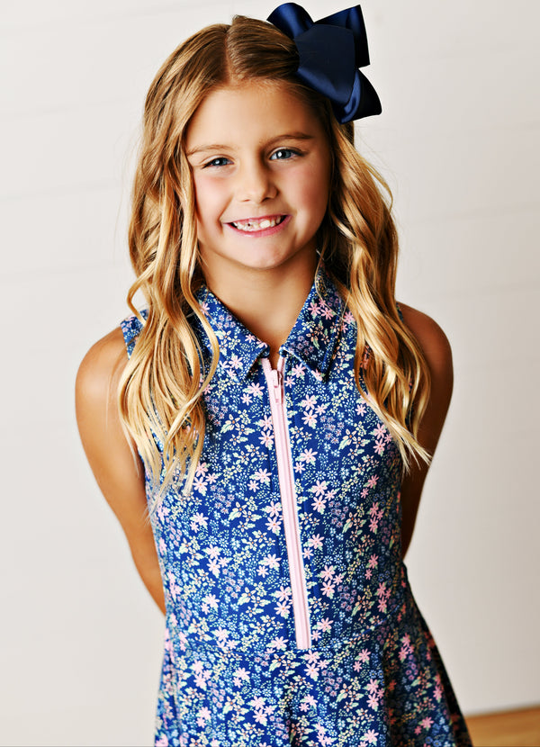 Navy Ditsy Floral Tennis Dress