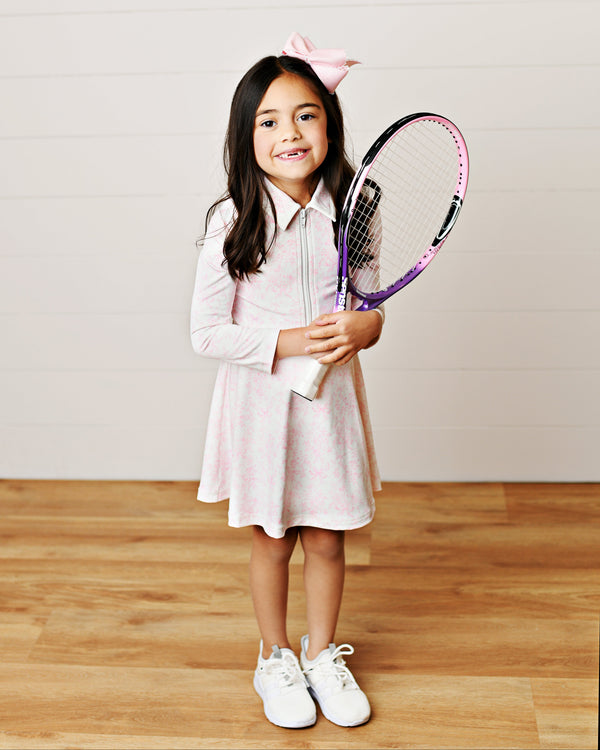 Pink Toile L/S Tennis Dress