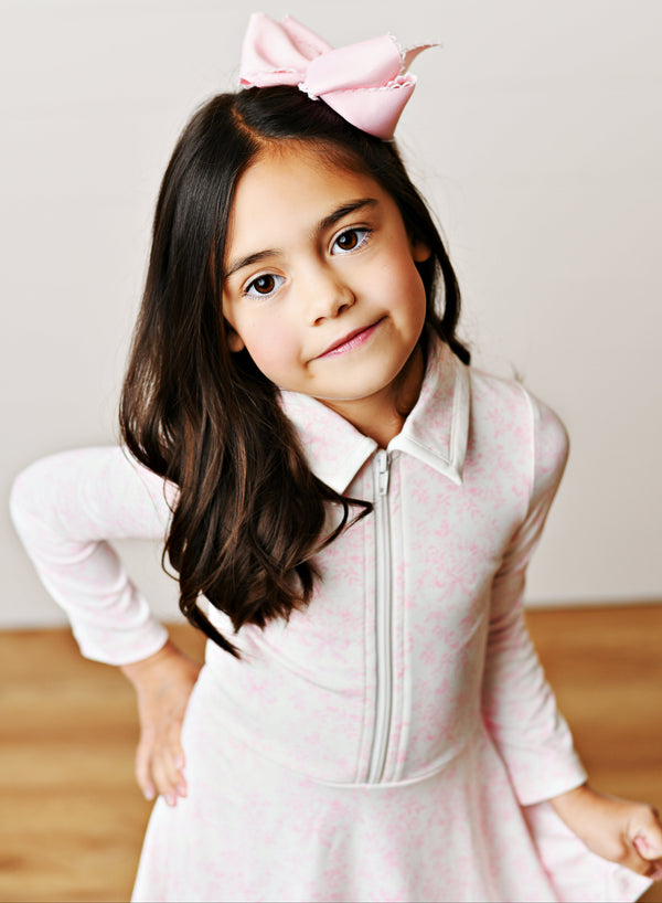Pink Toile L/S Tennis Dress