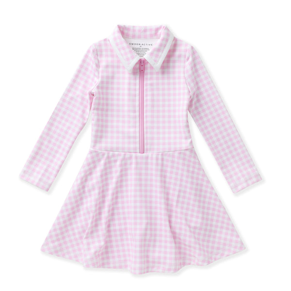 Pink Gingham L/S Tennis Dress