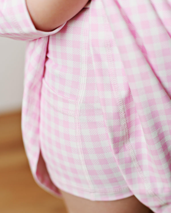 Pink Gingham L/S Tennis Dress