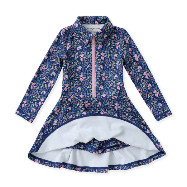 Navy Ditsy Floral L/S Tennis Dress