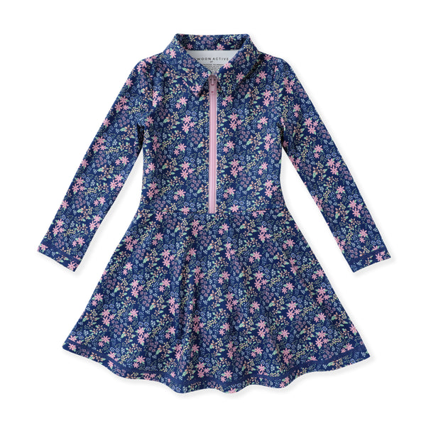 Navy Ditsy Floral L/S Tennis Dress
