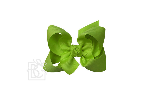 Grosgrain Bow On Clip- Apple Green