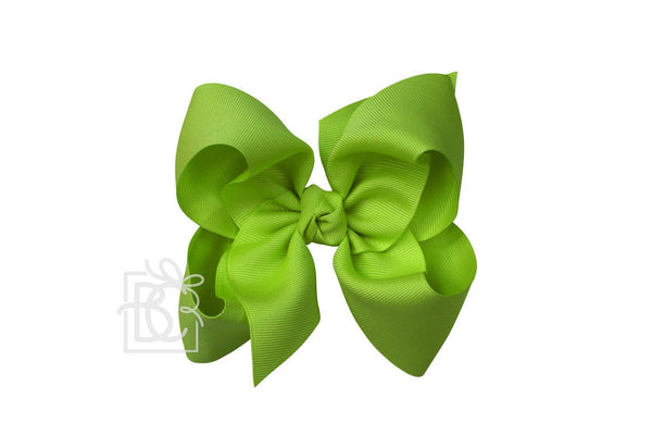 Grosgrain Bow On Clip- Apple Green