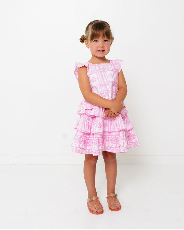 Pink Geometric Embroidery Lacy Skirt