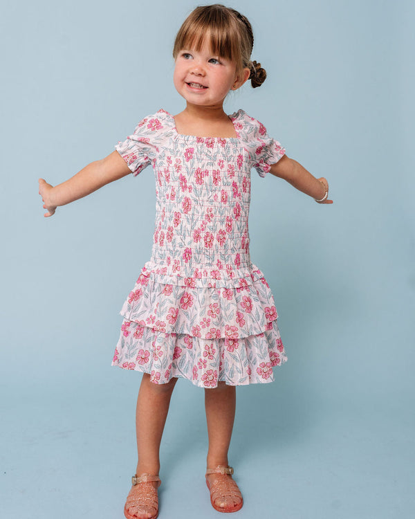 Woodblock Floral Mirrorball Dress