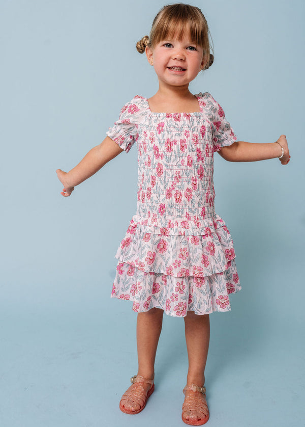 Woodblock Floral Mirrorball Dress
