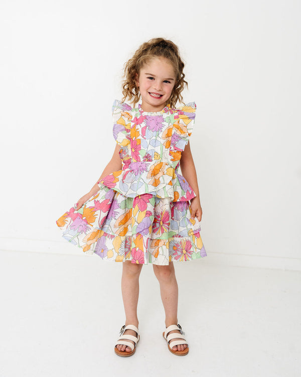 Festive Floral Rebecca Ruffle Dress