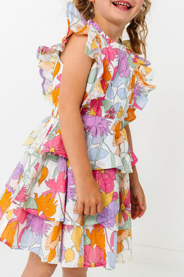 Festive Floral Rebecca Ruffle Dress