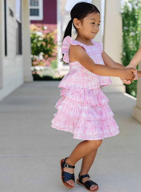 Pink Geometric Embroidery Lacy Skirt