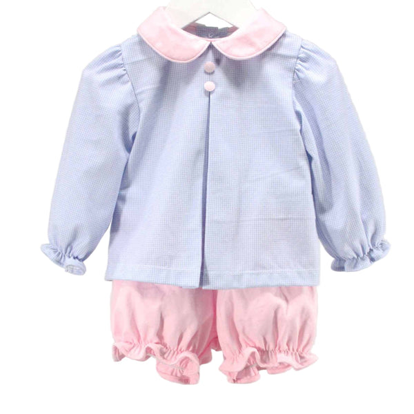 Sharon Bloomer Set- Blue Gingham/Pink