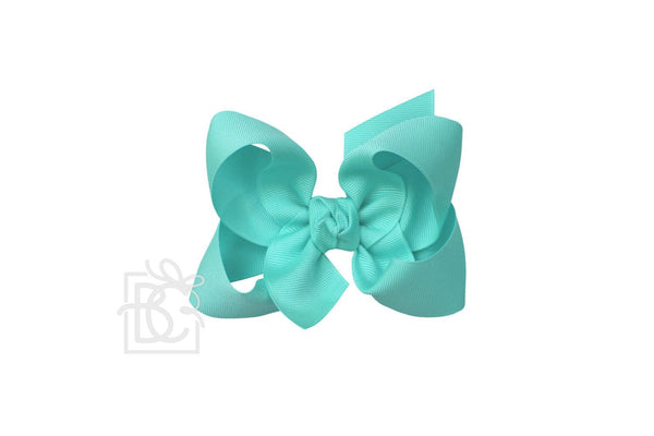 Grosgrain Bow On Clip- Aqua