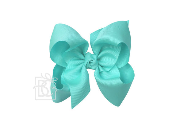 Grosgrain Bow On Clip- Aqua